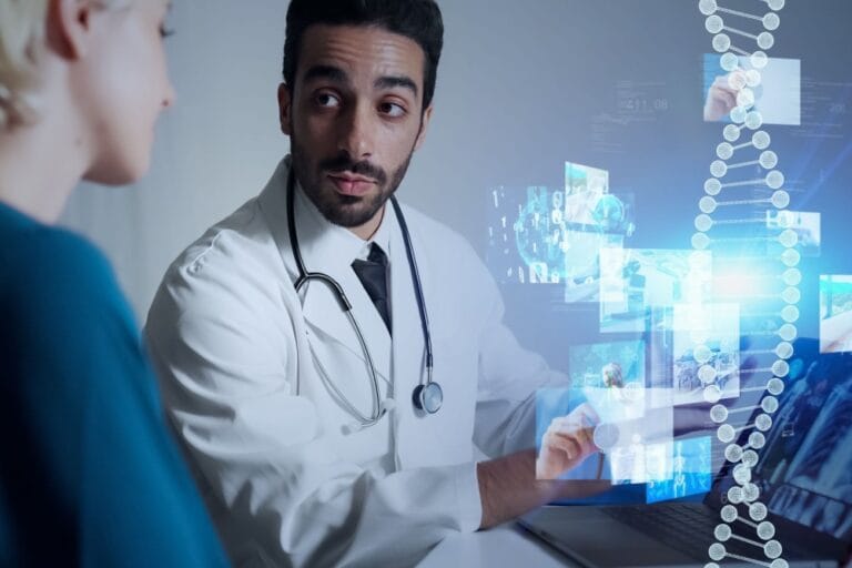 Médico em consulta com paciente.